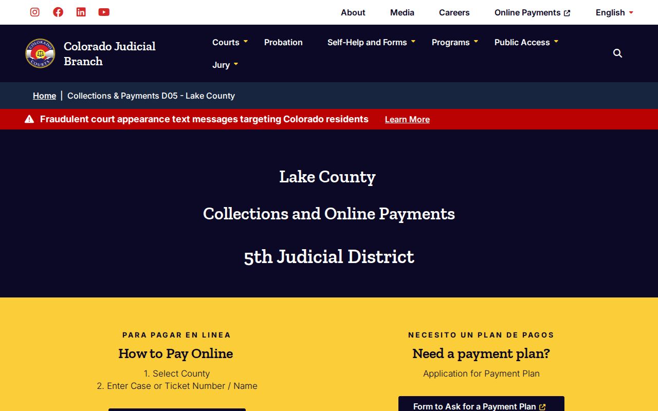 Lake County court collections case search and payment information